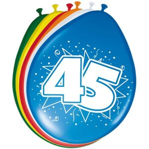 8x stuks ballonnen 45 jaar