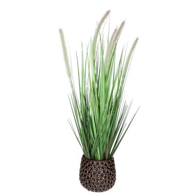 Plantenpot/bloempot Pebblo - keramiek/geglazuurd?- bruin - druppels - D15 x H13 cm