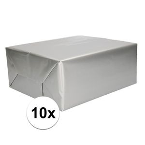 10x Zilver cadeaupapier op rol 70 x 200 cm