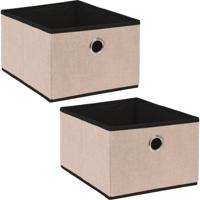 Opbergmand/kastmand - 2x - beige - karton/kunststof - 15 liter - 32 x 25 x 18 cm