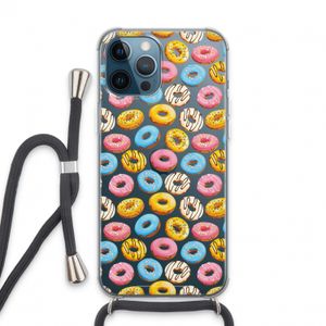 Pink donuts: iPhone 13 Pro Max Transparant Hoesje met koord