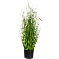 Atmosphera siergras pluimen kunstplant - grasplant sprieten - donkergroen - H100 cm - in pot - pvc