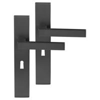 Differnz | Tilburg deurkruk | vierkant schild | sleutel 56 mm | gun metal
