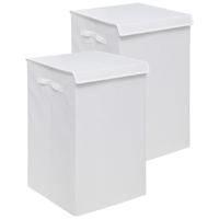 5Five Eureka sorteer wasmand - 2x - 74 liter - wit - 37 x 37 x 60 cm - MDF/Polyester stof