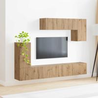 Tv-meubelset Wandgemonteerd 5 pcs Zwart Bewerkt hout