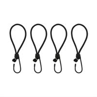 Spanelastiek - 4x stuks - tentspanner met haak - zwart - spanners