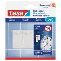 Tesa klevende spijker - 2x - wit - 2 kg - voor tegels en metaal - thumbnail