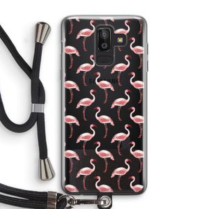 Flamingoprint groen: Samsung Galaxy J8 (2018) Transparant Hoesje met koord