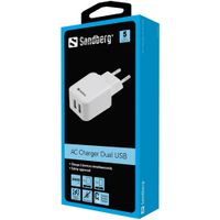Sandberg 440-57 Dubbele USB-wisselstroomlader - Zwart / Wit - thumbnail
