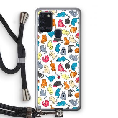 Kleurrijke katten: Samsung Galaxy A21s Transparant Hoesje met koord