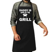 Daddy is king of the grill bbq / barbecue cadeau katoenen schort zwart heren   -