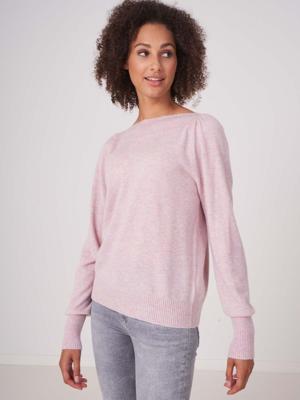 Trui met geribde boothals van biologische cashmere