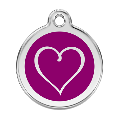 Tribal Heart Purple roestvrijstalen hondenpenning large/groot dia. 3,8 cm - Reddingo