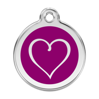 Tribal Heart Purple roestvrijstalen hondenpenning large/groot dia. 3,8 cm - Reddingo