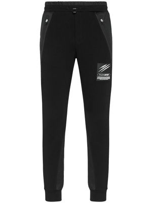 Plein Sport pantalon de jogging en coton mélangé à patch logo - Noir