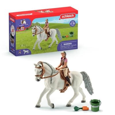 Ruiter op Lipizzaner merrie figuur - Realistische ruiter en merrie met emmer en zadel, Schleich 41433 Horse Club