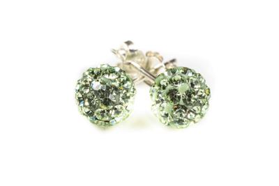Karma Oorbellen Crystal Ball Green Zilver | 4 mm