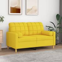 Tweezitsbank met sierkussens 120 cm stof lichtgeel