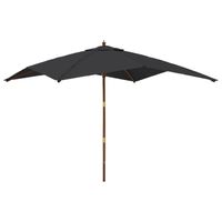 vidaXL Parasol met houten paal 300x300x273 cm zwart - thumbnail