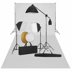 vidaXL Fotostudioset met softboxlampen, achtergrond en reflector