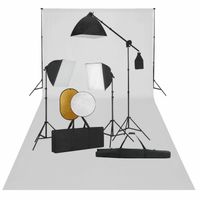 vidaXL Fotostudioset met softboxlampen, achtergrond en reflector - thumbnail