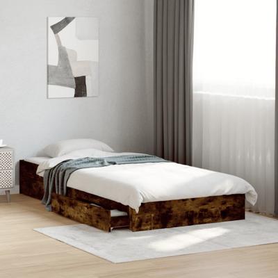 Bedframe met lades bewerkt hout gerookt eikenkleurig 90x200 cm