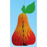 Hang decoratie fruit thema peer - van papier - 20 cm - Fruit gezond - decoraties/versieringen