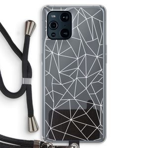 Geometrische lijnen wit: Oppo Find X3 Transparant Hoesje met koord