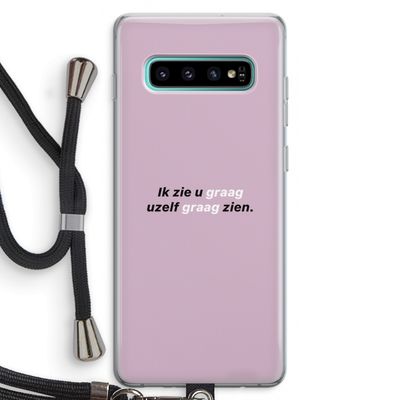 uzelf graag zien: Samsung Galaxy S10 Plus Transparant Hoesje met koord