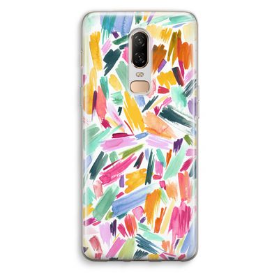 Watercolor Brushstrokes: OnePlus 6 Transparant Hoesje