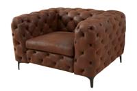 Fauteuil MODERN BAROCK 120cm microvezel antiekbruin in chesterfieldstijl - 44399