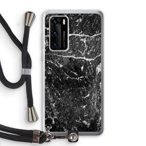Zwart marmer: Huawei P40 Transparant Hoesje met koord