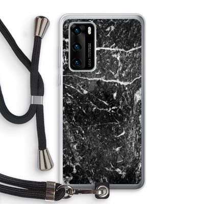 Zwart marmer: Huawei P40 Transparant Hoesje met koord