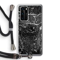 Zwart marmer: Huawei P40 Transparant Hoesje met koord