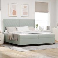 LED Boxspring Bed met Matras Lichtgrijs 200 x 200 cm Fluweel