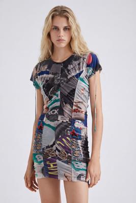 Slim fit mini-jurk met ruches - MATERIAL FINISHES - XL