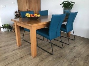 Set van 4 leren eetkamerstoelen - met designpoot - blauw leer - Echt leer, Industrieel, ontdek de vele Leersoorten en Kleuren bij ShopX