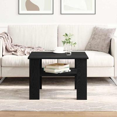 Salontafel Zwart eiken 60 x 60 x 42 cm Bewerkt hout