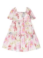 NEEDLE & THREAD KIDS robe fleurie Moonshine à volants superposés - Rose