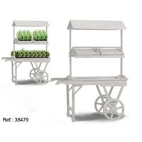 Standaard voor bloempot met wielen Ibergarden WA15379-1 WA15379-1 Wit Sparrenhout 130 x 178 x 70 cm