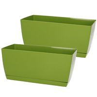 Set van 2x stuks plantenpotten/bloempotten kunststof glanzend kiwi groen 24 x 12 x 11 cm