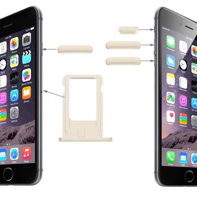 Originele kaart lade & Volume controle sleutel & scherm Lock toets & Mute Switch Vibrator toets Kit voor de iPhone 6 (licht goud)