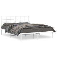 Bedframe met hoofdbord metaal wit 150x200 cm - thumbnail