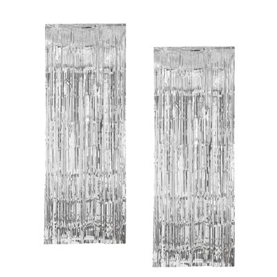 Folie Deurgordijn - 2x - 243 x 91 cm - zilver - glitter gordijn - decoratie
