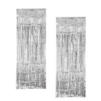 Folie Deurgordijn - 2x - 243 x 91 cm - zilver - glitter gordijn - decoratie
