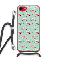 Flamingoprint groen: iPhone SE 2020 Transparant Hoesje met koord