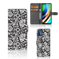 Motorola Moto G9 Plus Hoesje Black Flowers