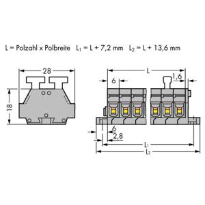 WAGO 261-424/341-000 Klemstrook 6 mm Spanveer Toewijzing: L Grijs 50 stuk(s)