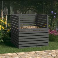 Compostbak 100x100x102 cm massief grenenhout grijs - thumbnail