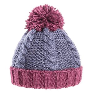 Gebreide winter muts navy/rood met pompon voor jongens   -